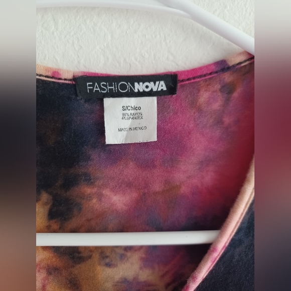 Fashion Nova multicolor pink purple bodysuit with front lace up, Small, like new - Picture 7 of 7